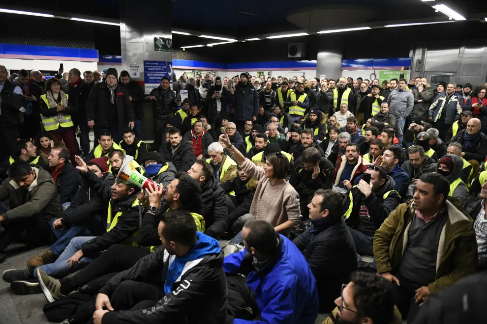 Cuarta jornada de huelga de taxistas en Madrid