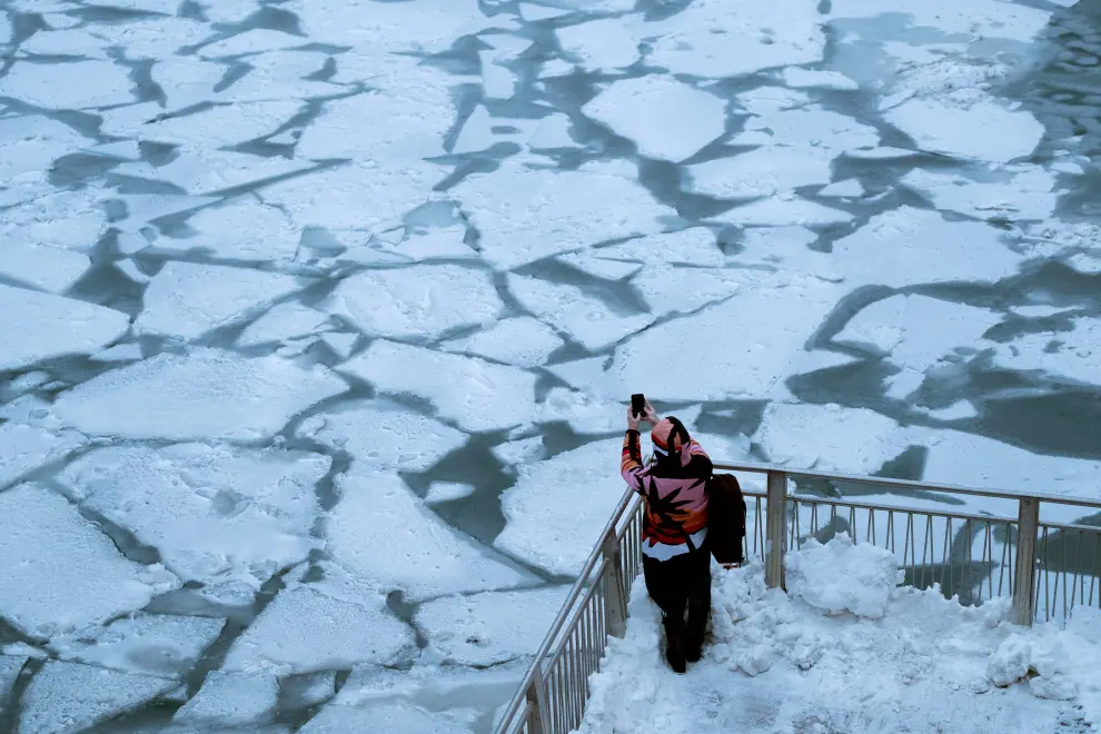 El lago Michigan, en Chicago, congelado.