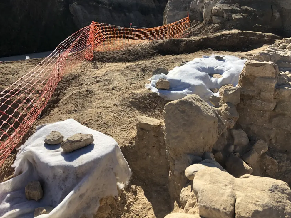 El yacimiento de Barbastro donde se han encontrado frestos romanos.