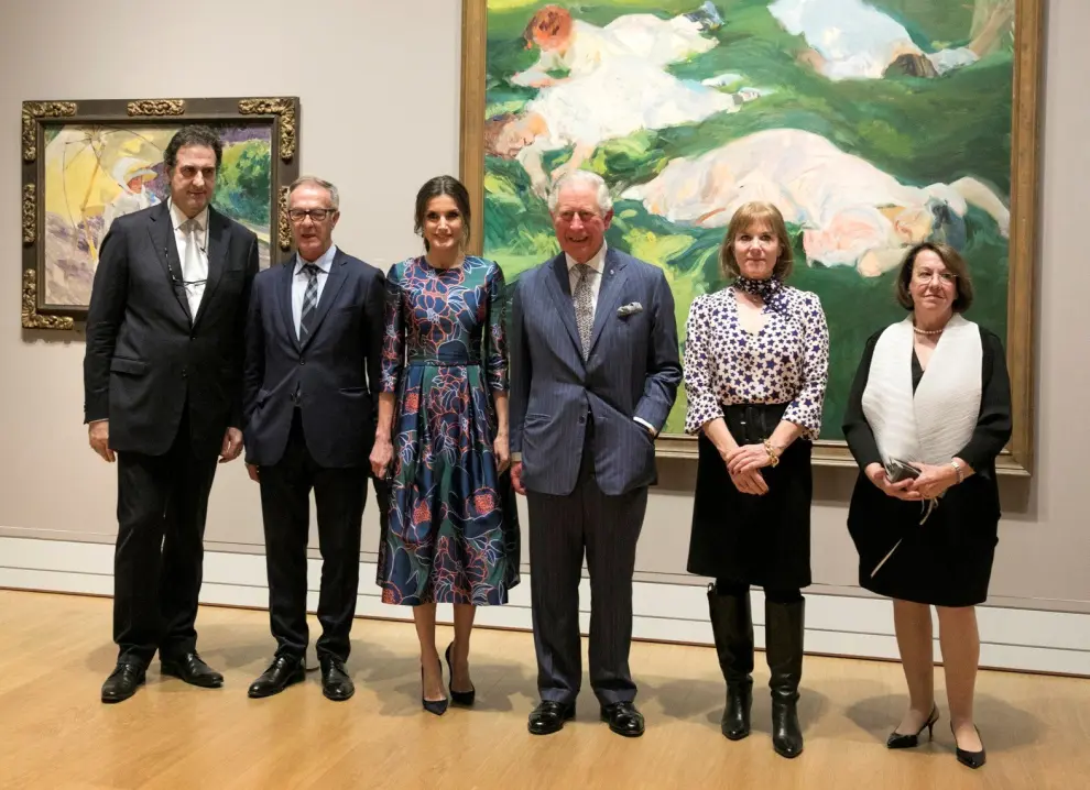 Britain's Charles, the Prince of Wales with Queen Letizia of Spain attend the opening of Sorolla: Spanish Master of Light at the National Gallery in London, Britain March 13, 2019.  Jeff Gilbert/Pool via REUTERS [[[REUTERS VOCENTO]]] BRITAIN-ROYALS/SPAIN
