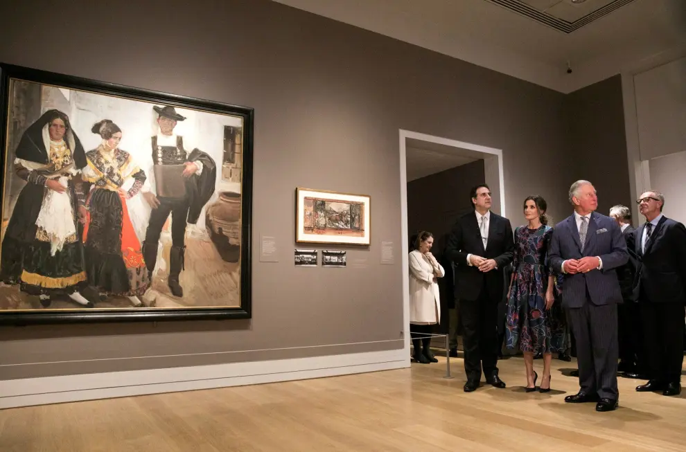 Britain's Charles, the Prince of Wales with Queen Letizia of Spain attend the opening of Sorolla: Spanish Master of Light at the National Gallery in London, Britain March 13, 2019. Jeff Gilbert/Pool via REUTERS [[[REUTERS VOCENTO]]] BRITAIN-ROYALS/SPAIN