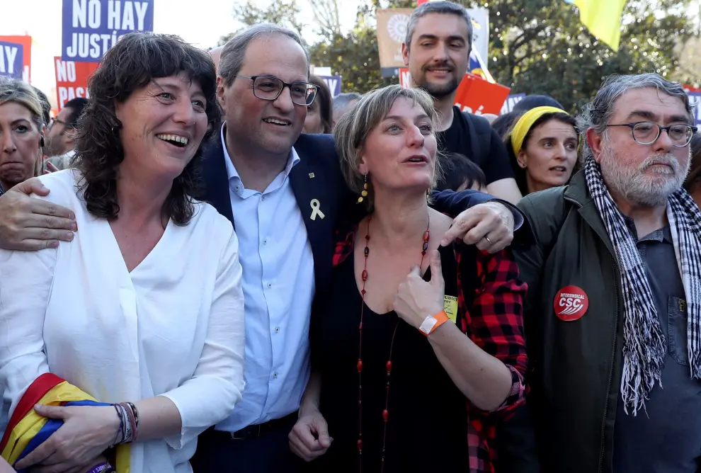 Arranca en Madrid la marcha contra el juicio del procés encabezada por Torra.