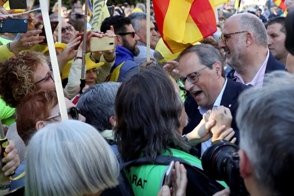 Arranca en Madrid la marcha contra el juicio del procés encabezada por Torra.