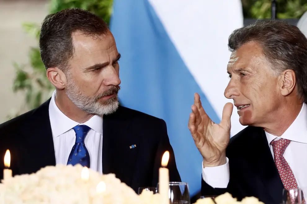 Cena de gala de Macri a los Reyes de España en Argentina