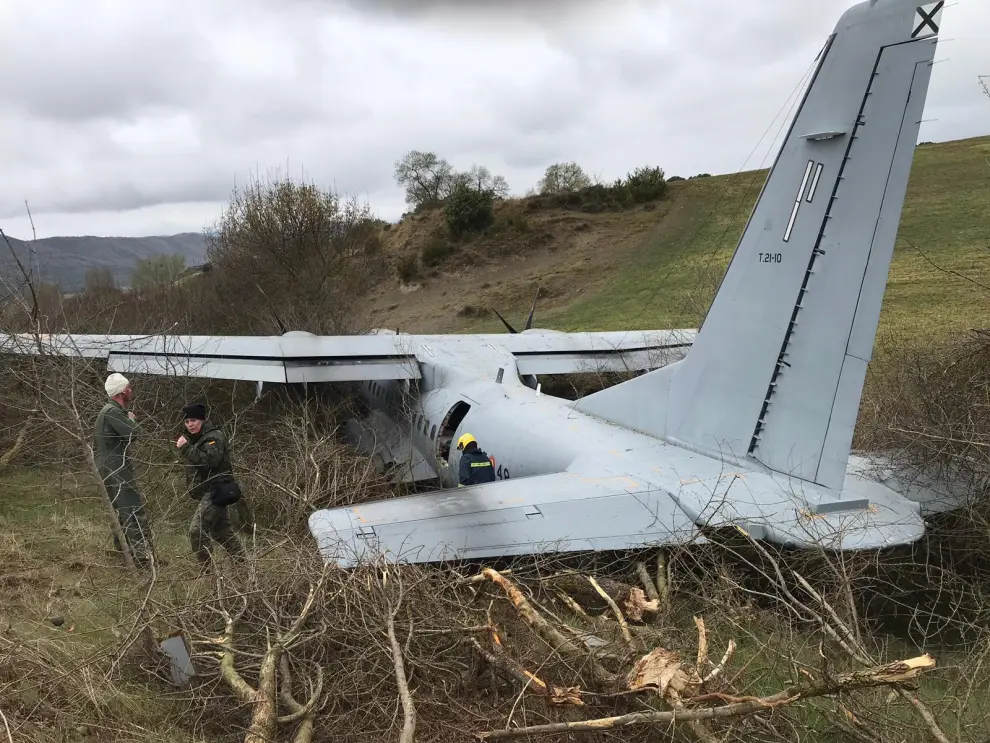 El avión militar accidentado durante el gran simulacro de emergencias en el Pirineo