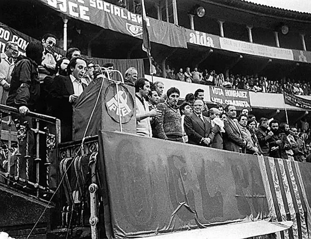 Mitines en Zaragoza durante la campaña electoral de 1977