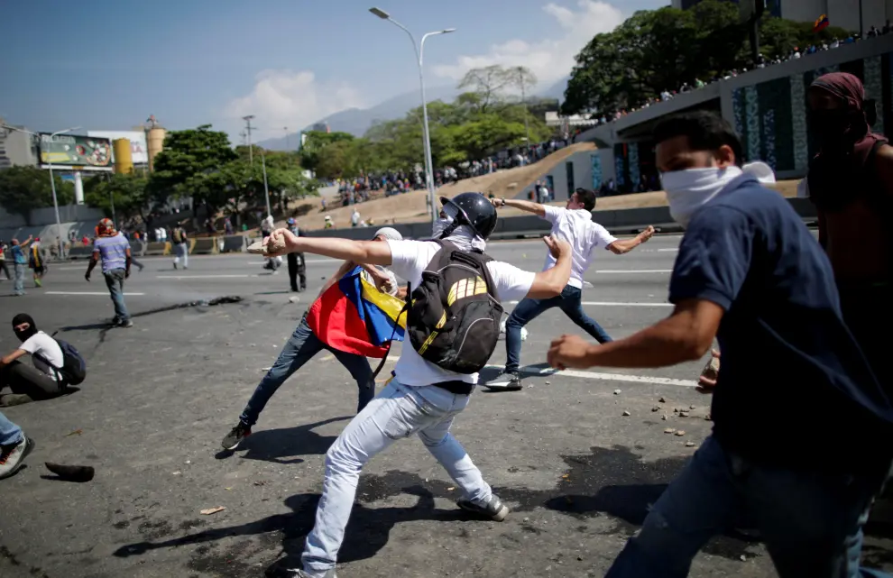 Manifestación en Caracas en apoyo al presidente interino de Venezuela, Juan Guaido.