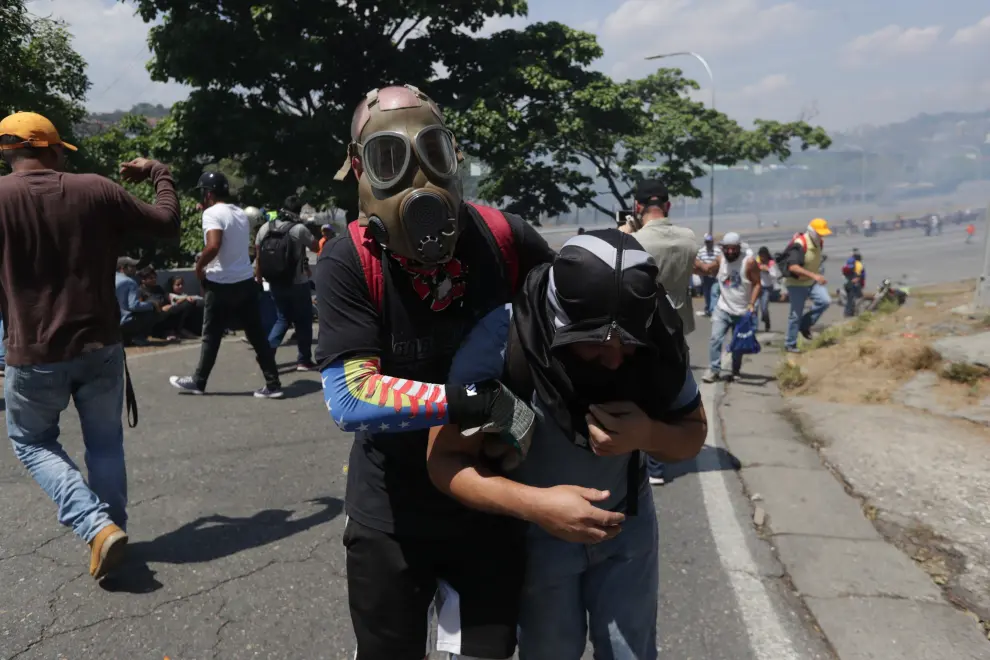Manifestación en Caracas en apoyo al presidente interino de Venezuela, Juan Guaido.
