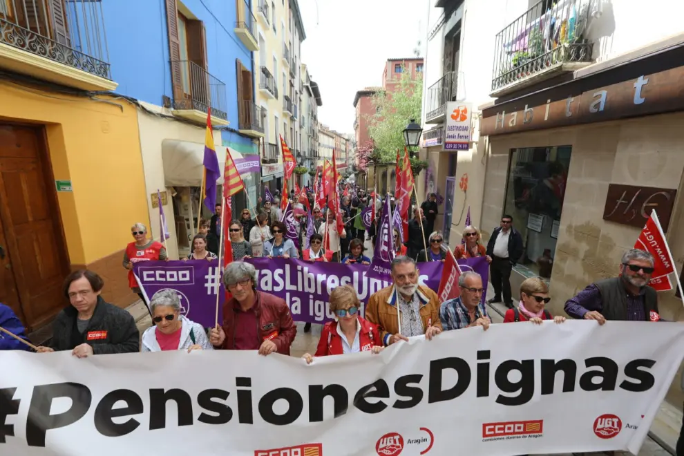 Manifestación en Huesca por el Día del Trabajador.