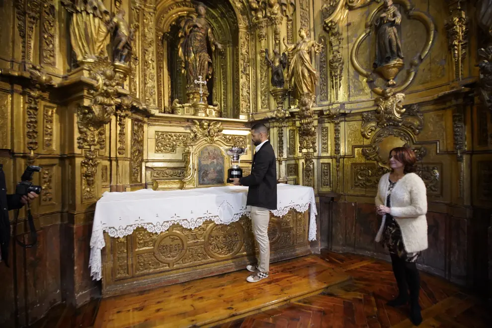 Recibimiento del CV Teruel en el Ayuntamiento y ofrenda a la patrona de la ciudad, Santa Emerenciana