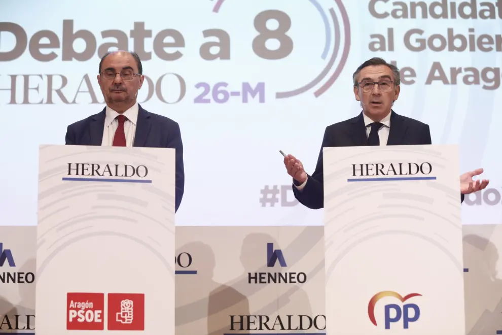 Lambán y Beamonte en el debate para la presidencia del Gobierno de Aragón.