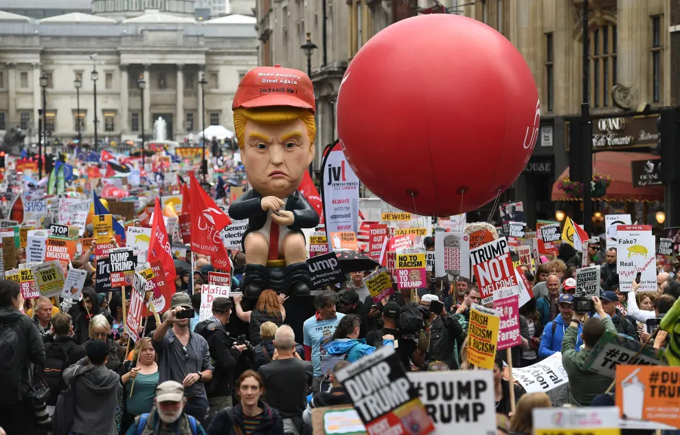 A man dressed as U.S. President Donald Trump takes part in an anti-Trump protest in London, Britain, June 4, 2019. REUTERS/Alkis Konstantinidis  TEMPLATE OUT [[[REUTERS VOCENTO]]] USA-TRUMP/BRITAIN