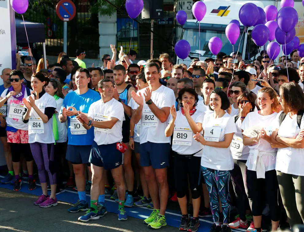 Spain's acting Prime Minister Pedro Sanchez takes part in a running race against gender-based violence in Madrid, Spain, June 9, 2019. REUTERS/Juan Medina [[[REUTERS VOCENTO]]] SPAIN-POLITICS/SANCHEZ RACE