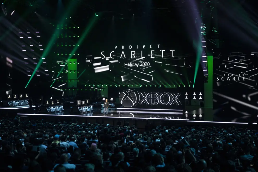Los Angeles (United States), 09/06/2019.- Project Scarlett, the code name for the next Microsoft gaming console, is announced for release dueing the 2020 holiday season, on screen during a presentation by executive vice-president of Gaming Phil Spencer at the Microsoft Microsoft Xbox 2019 Briefing at the Microsoft Theater in Los Angeles, California, USA, 09 June 2019. This event occured ahead of the Electronic Entertainment Expo (E3) which runs from 11 to 13 June 2019. (Estados Unidos) EFE/EPA/ETIENNE LAURENT Microsoft XBox 2019 briefing in Los Angeles