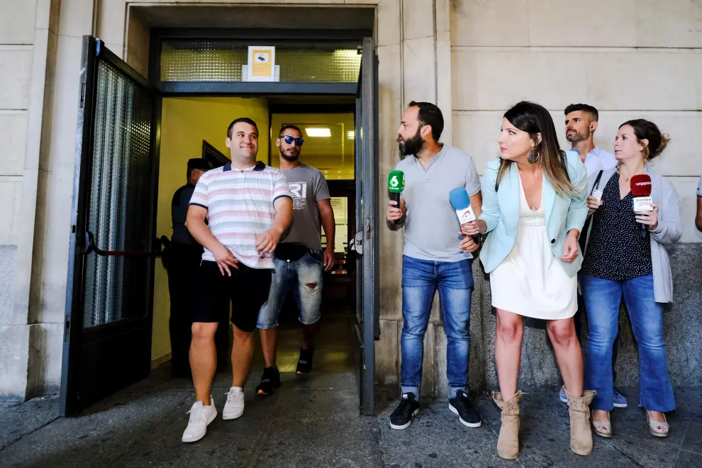 Angel Boza, a member of the group known as La Manada ("The Wolf Pack"), exits a courthouse in Seville, Spain, June 21, 2019. REUTERS/Marcelo del Pozo [[[REUTERS VOCENTO]]] SPAIN-WOMEN/