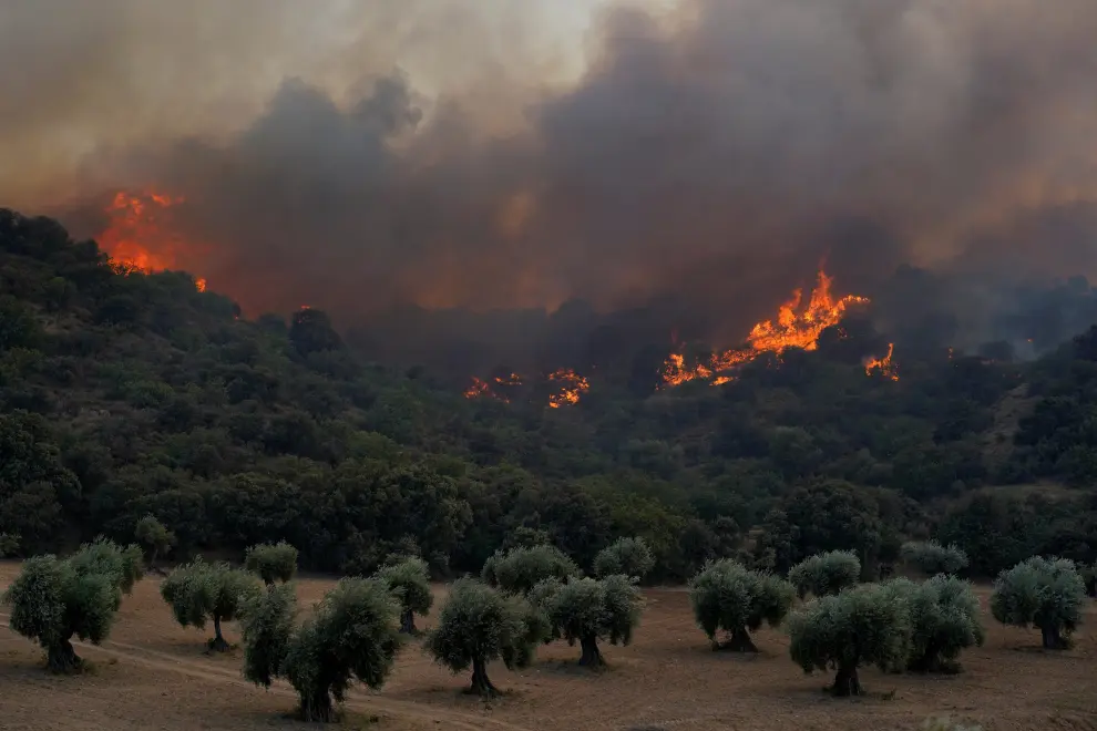 A wildfire is seen near the city of Toledo, Spain June 28, 2019. REUTERS/Juan Medina [[[REUTERS VOCENTO]]] EUROPE-WEATHER/SPAIN-FIRE TOLEDO