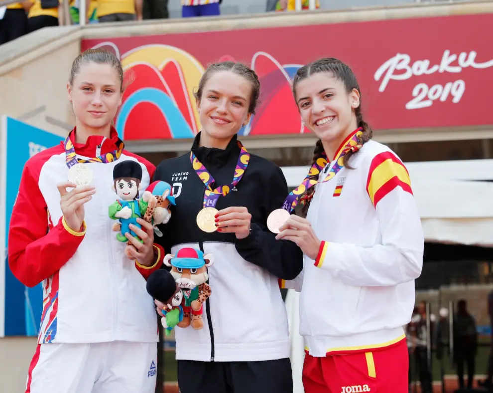 Medallistas aragoneses en Bakú.