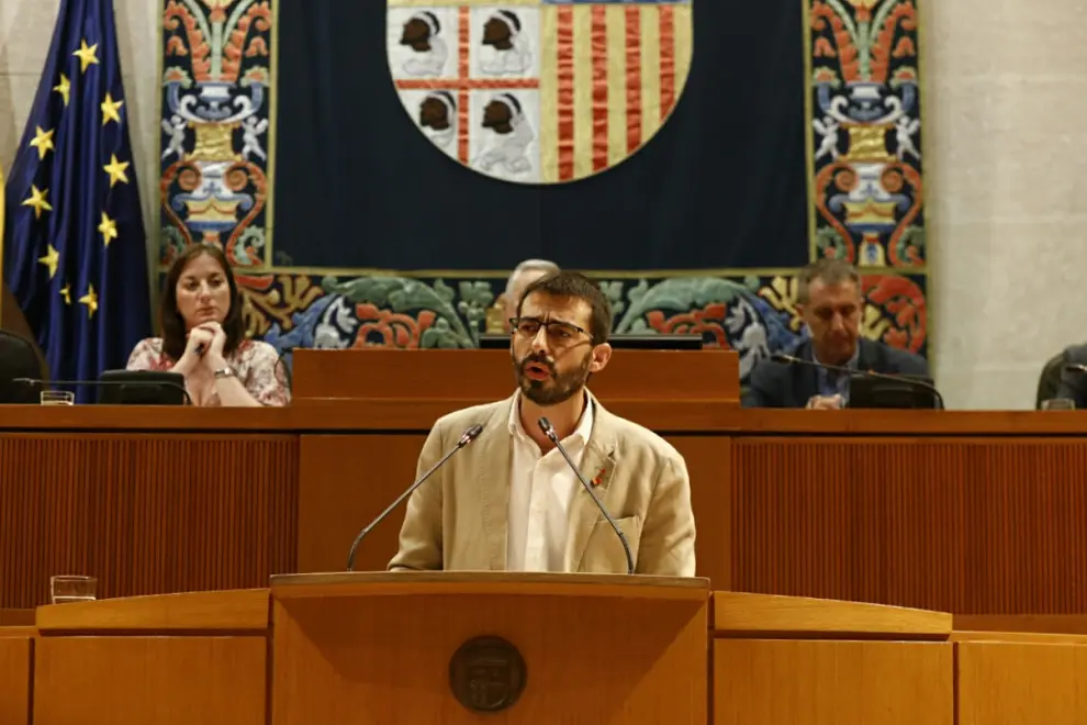 Invervención de Alvaro Sanz (IU) en las Cortes en el debate de investidura de Lambán.