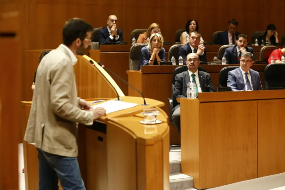 Invervención de Alvaro Sanz (IU) en las Cortes en el debate de investidura de Lambán.