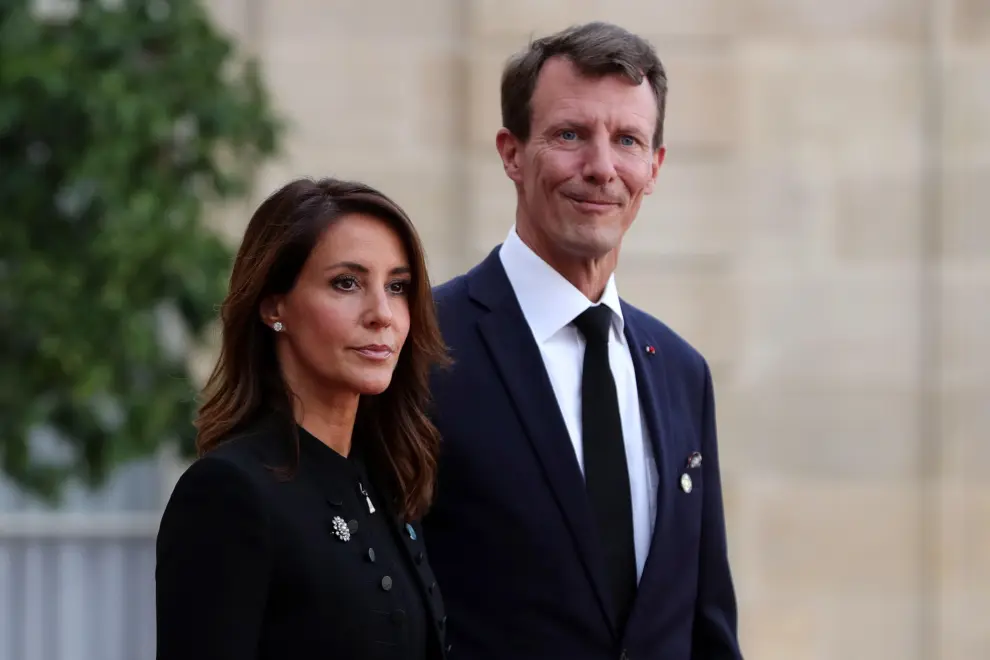 Paris (France), 30/09/2019.- Princess Marie (L) and Prince Joachim (R) of Denmark leave a lunch for the visiting leaders and heads of state, following a memorial for French former President Jacques Chirac, at the Elysee Palace in Paris, France, 30 September 2019. Jacques Chirac died on 26 September in Paris, aged 86. 30 September 2019 has been declared a day of national mourning. (Dinamarca, Francia) EFE/EPA/CHRISTOPHE PETIT TESSON Former French president Jacques Chirac dies at 86