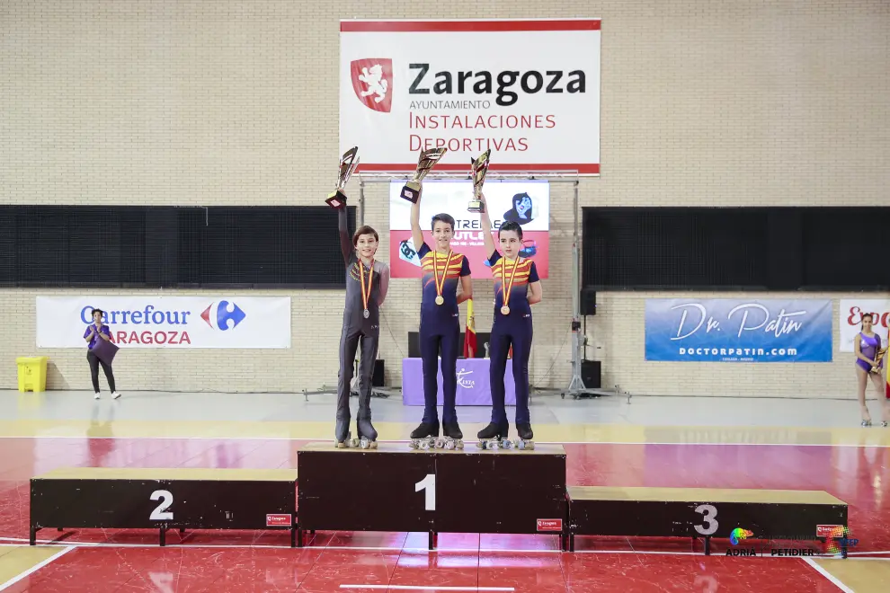 Podio alevín masculino en el Campeonato de España de patinaje artístico alevín e infantil en Zaragoza