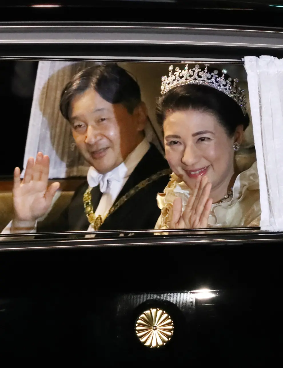 Belgium's King Philippe and Queen Mathilde arrive for the enthronement ceremony of Japan's Emperor Naruhito at the Imperial Palace in Tokyo, Japan October 22, 2019.  Carl Court/Pool via REUTERS [[[REUTERS VOCENTO]]] JAPAN-EMPEROR/ENTHRONEMENT