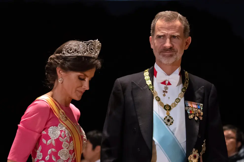 Belgium's King Philippe and Queen Mathilde arrive for the enthronement ceremony of Japan's Emperor Naruhito at the Imperial Palace in Tokyo, Japan October 22, 2019.  Carl Court/Pool via REUTERS [[[REUTERS VOCENTO]]] JAPAN-EMPEROR/ENTHRONEMENT