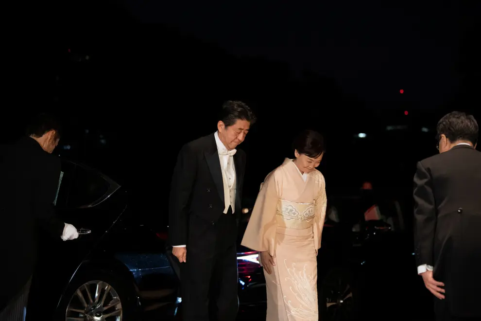 Myanmar's leader Aung San Suu Kyi arrives at the Imperial Palace for the Court Banquets after the Ceremony of the Enthronement of Emperor Naruhito in Tokyo, Japan October 22, 2019. Pierre Emmanuel Deletree/Pool via REUTERS [[[REUTERS VOCENTO]]] JAPAN-EMPEROR/ENTHRONEMENT-BANQUET