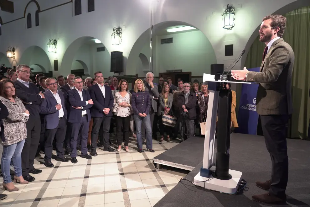 El presidente del PP, Pablo Casado, en su visita este miércoles 23 de octubre a Teruel
