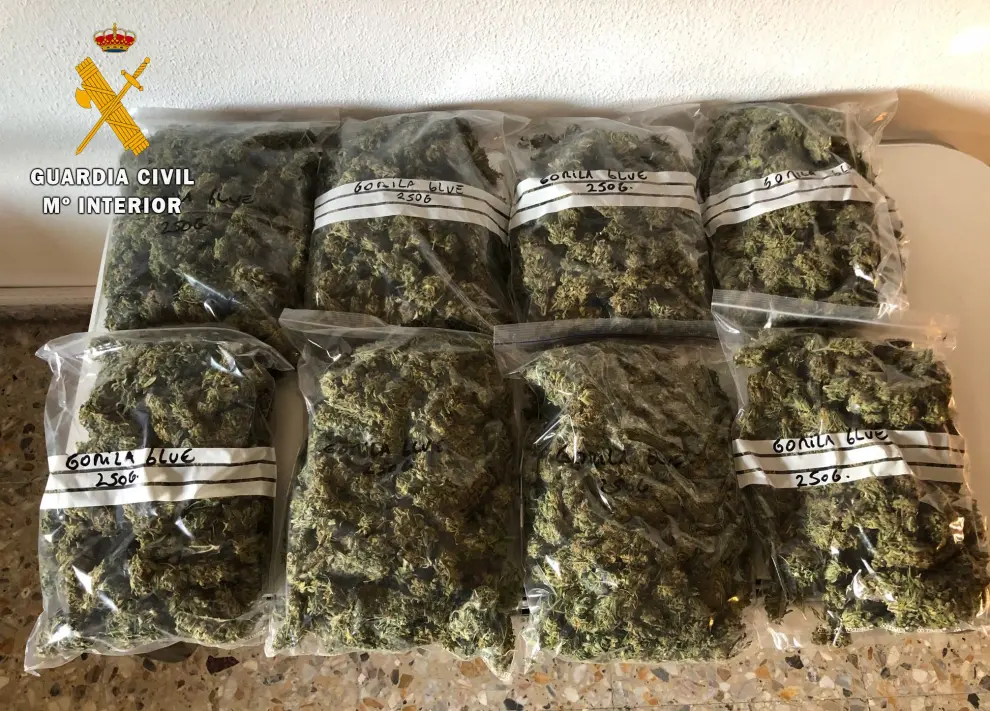 Intervienen 8,5 kilos de marihuana en la provincia de Huesca