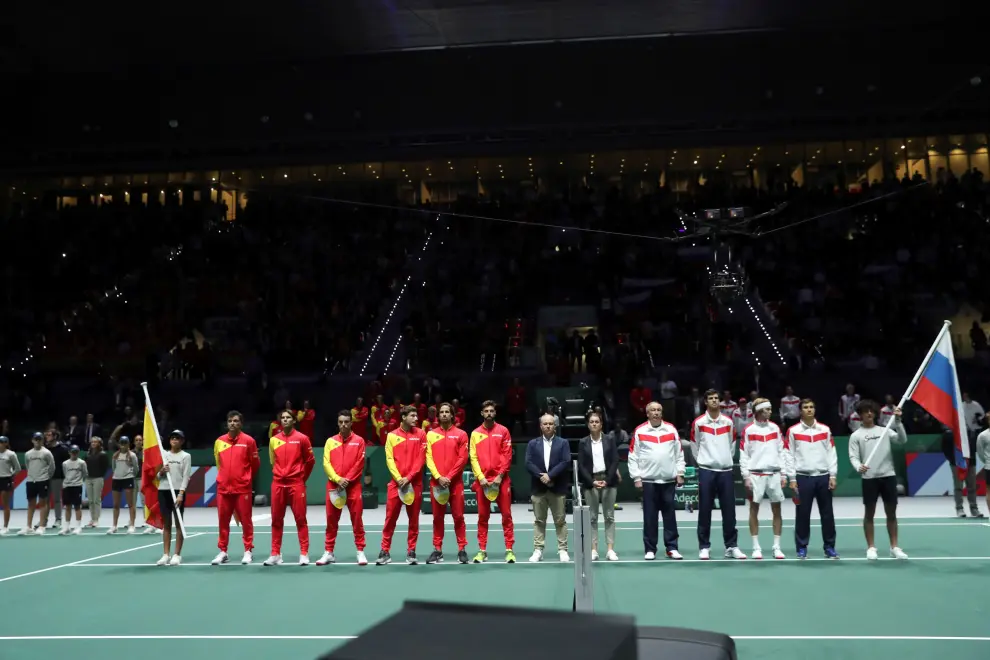 Segunda jornada de la Copa Davis que se disputa en la Caja Mágica de Madrid entre España y Rusia