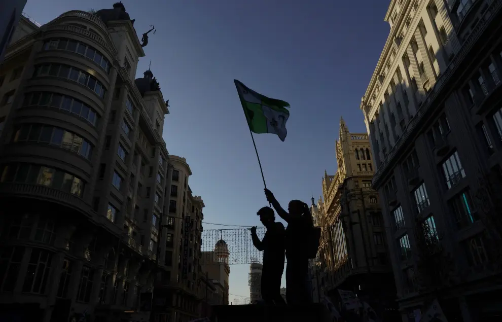 Activists from Extinction Rebellion attend a climate change protest on Gran Via street as COP25 climate summit is held in Madrid, Spain, December 7, 2019. REUTERS/Juan Medina? [[[REUTERS VOCENTO]]] CLIMATE-CHANGE/ACCORD-PROTEST