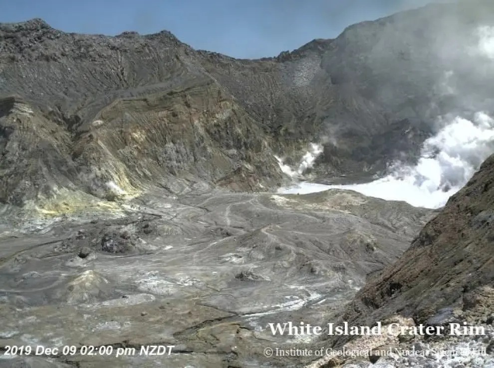 Imágenes de la erupción del volcán Whakaari (White Island) en Nueva Zelanda.
