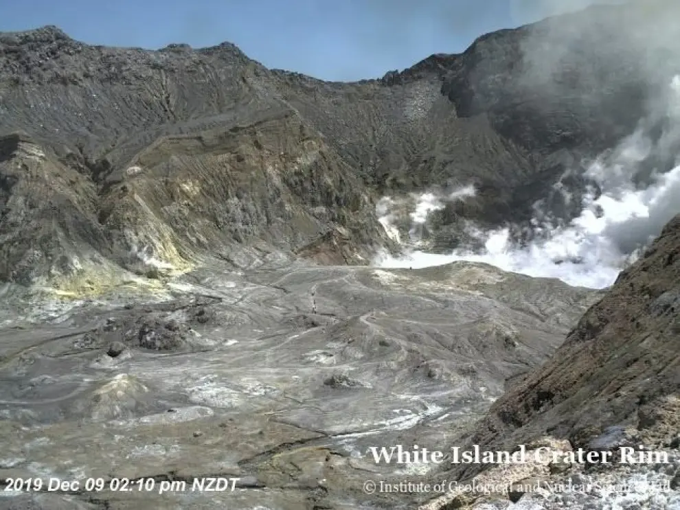Imágenes de la erupción del volcán Whakaari (White Island) en Nueva Zelanda.