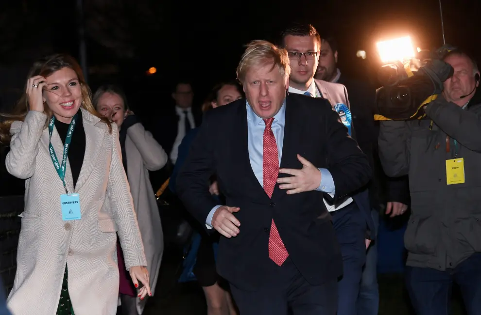 British Prime Minister Boris Johnson arrives at the counting centre in Britain's general election in Uxbridge, Britain, December 13, 2019. REUTERS/Toby Melville [[[REUTERS VOCENTO]]] BRITAIN-ELECTION/