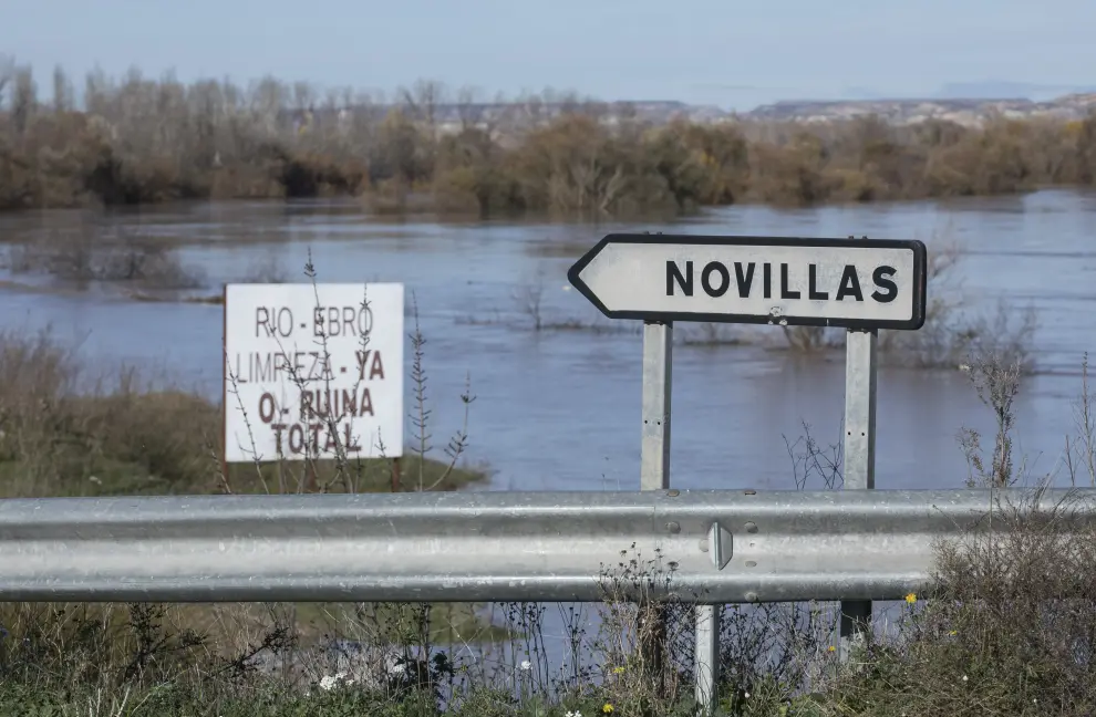 Crecida del río Ebro a su paso por Novillas