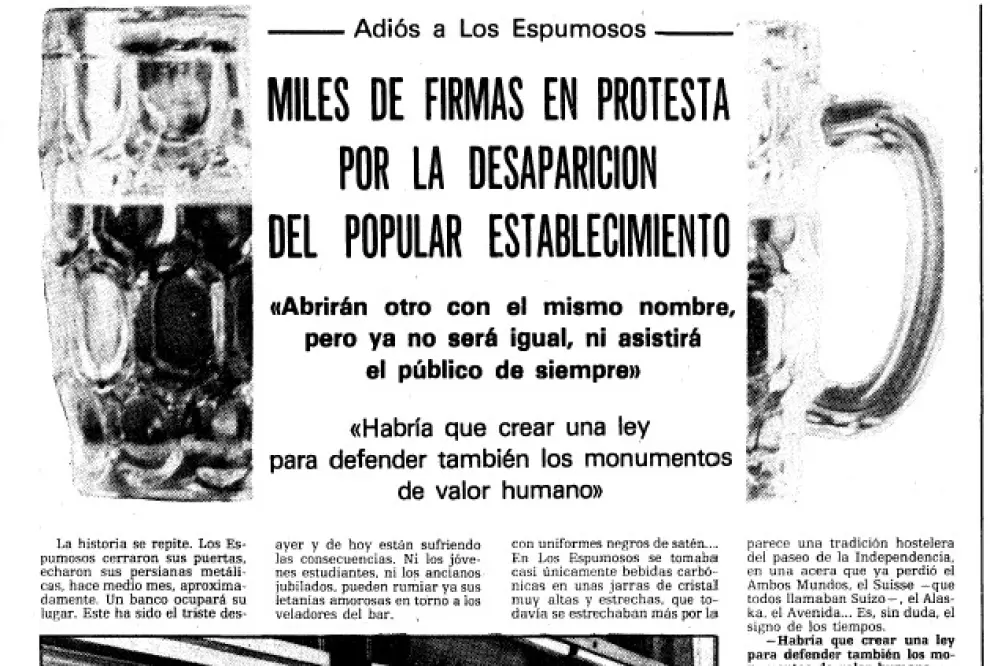 Recorte de la crónica del 11 de marzo de 1982 con el cierre del local de Independencia.