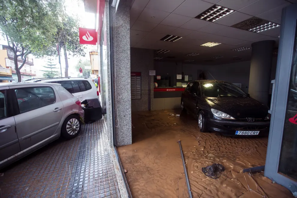 Inundaciones en el distrito de Campanillas, en Málaga.