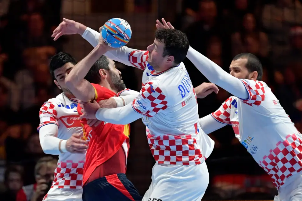 2020 European Handball Championship - Final - Spain v Croatia - Stockholm, Sweden - January 26, 2020 - Spain's goalkeeper Rodrigo Rodal Corrales reacts. Anders Wiklund/TT News Agency/via REUTERS ATTENTION EDITORS - THIS IMAGE WAS PROVIDED BY A THIRD PARTY. SWEDEN OUT. NO COMMERCIAL OR EDITORIAL SALES IN SWEDEN. [[[REUTERS VOCENTO]]]