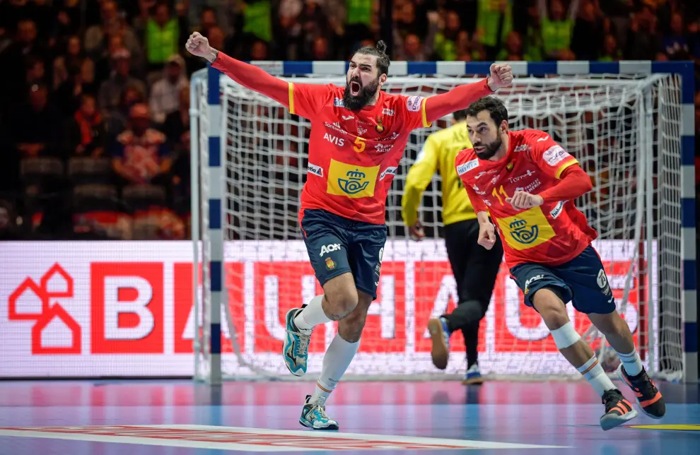2020 European Handball Championship - Final - Spain v Croatia - Stockholm, Sweden - January 26, 2020 - Spain's Jorge Maqueda Pena reacts. Anders Wiklund/TT News Agency/via REUTERS ATTENTION EDITORS - THIS IMAGE WAS PROVIDED BY A THIRD PARTY. SWEDEN OUT. NO COMMERCIAL OR EDITORIAL SALES IN SWEDEN. [[[REUTERS VOCENTO]]]