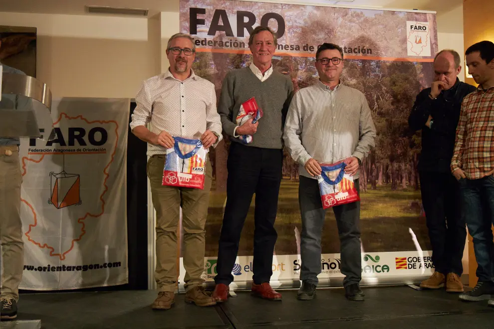Ganadores SUB 55: Pedro Roncalés, Jesús Maisterra y Emilio Marín en la Gala del Deporte de la Orientación
