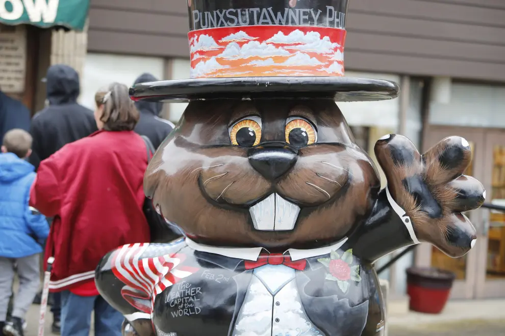 Todo preparado para el Día de la Marmota en Punxsutawney, Pensilvania (Estados Unidos).