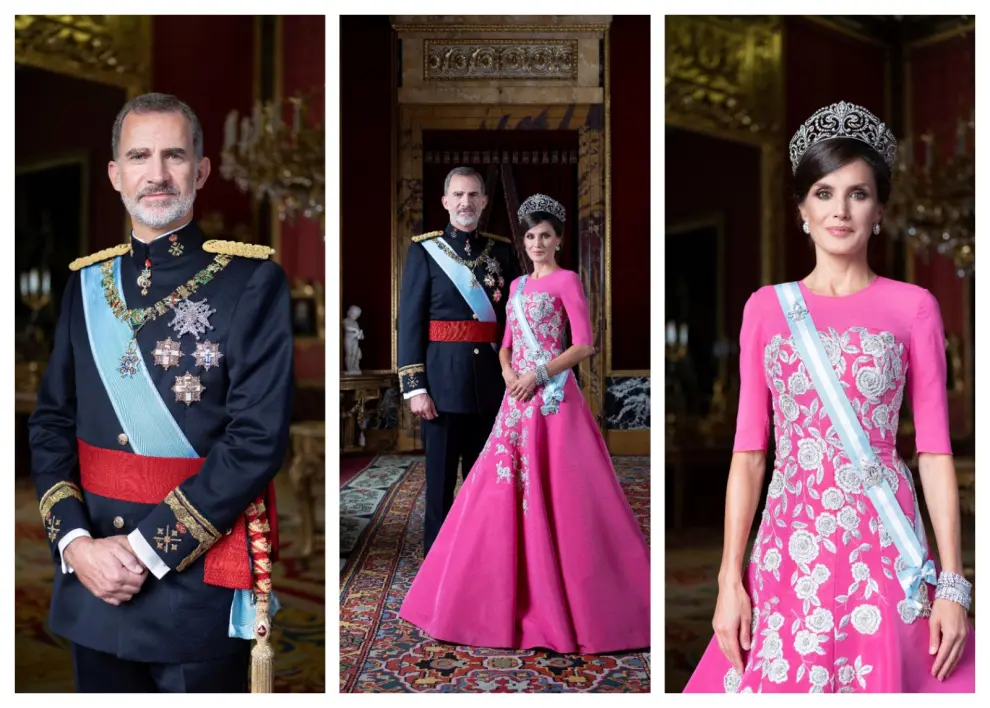 Nuevo retrato oficial de los Reyes, de gala, realizado recientemente en el Palacio Real