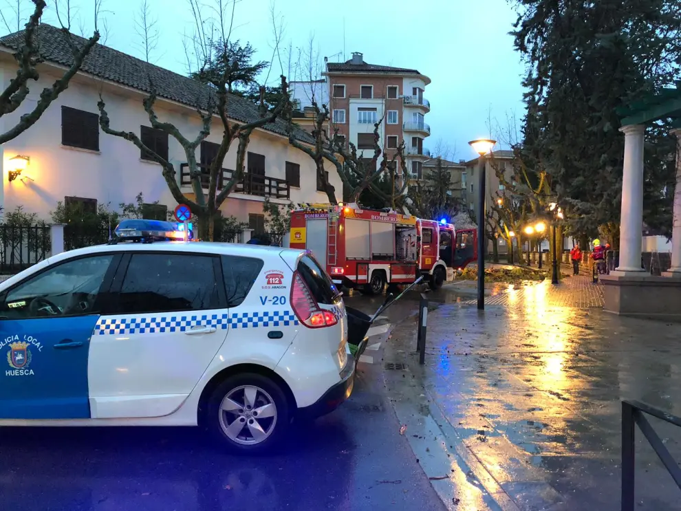 Incidencias por el viento en Huesca y Sariñena.