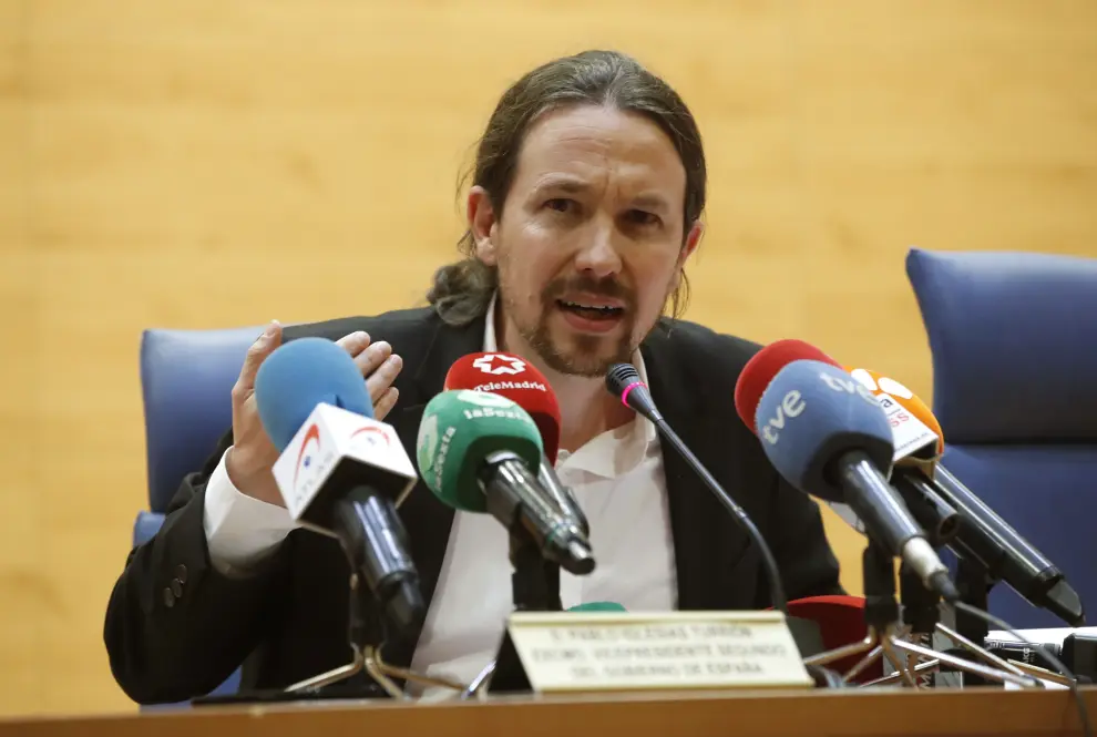 Pablo Iglesias y el exvicepresidente de Bolivia Álvaro García Linera en la Universidad Complutense