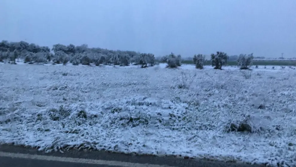 Nieve en Robres (Monegros).