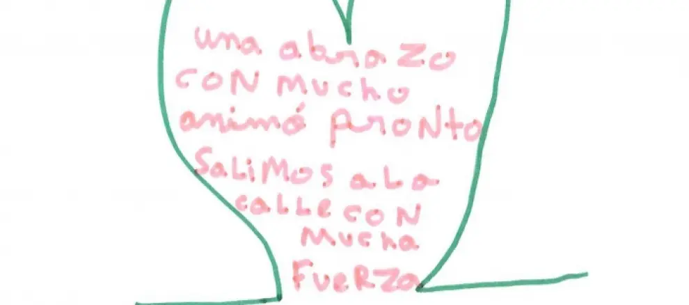 Dibujos y mensajes de apoyo enviados por los niños migrantes de un centro de Zaragoza a las personas mayores de las residencias