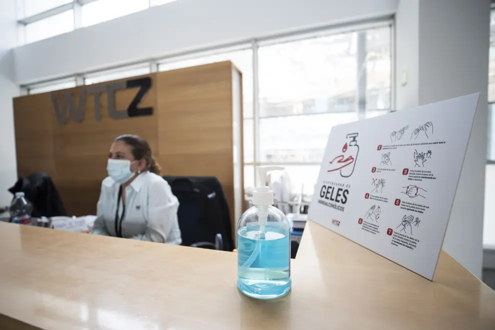 Medidas de prevención de contagios en el edificio de oficinas WTC Zaragoza.