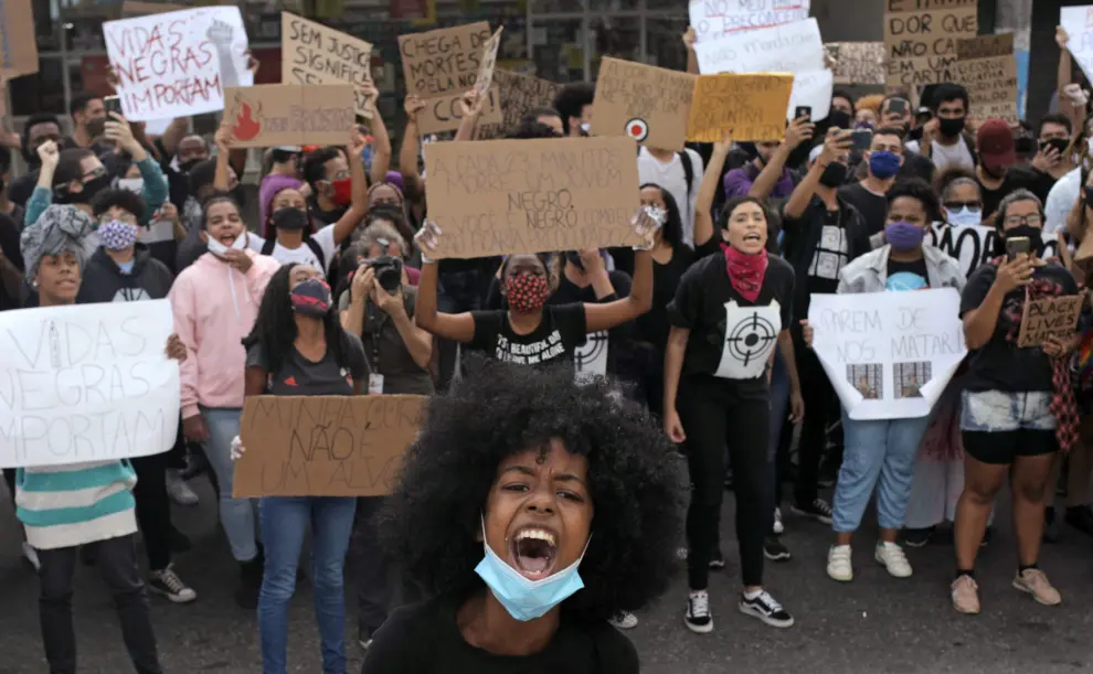 Demonstration against racism in Sao Goncalo near Rio de Janeiro