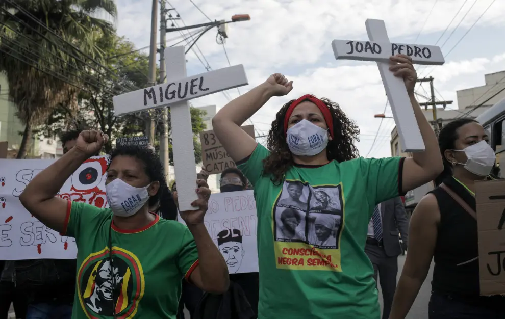 Demonstration against racism in Sao Goncalo near Rio de Janeiro